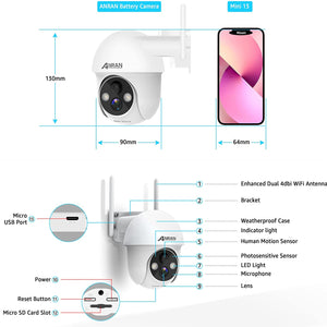 ANRAN Q1 Pro 2K Solar Battery Camera