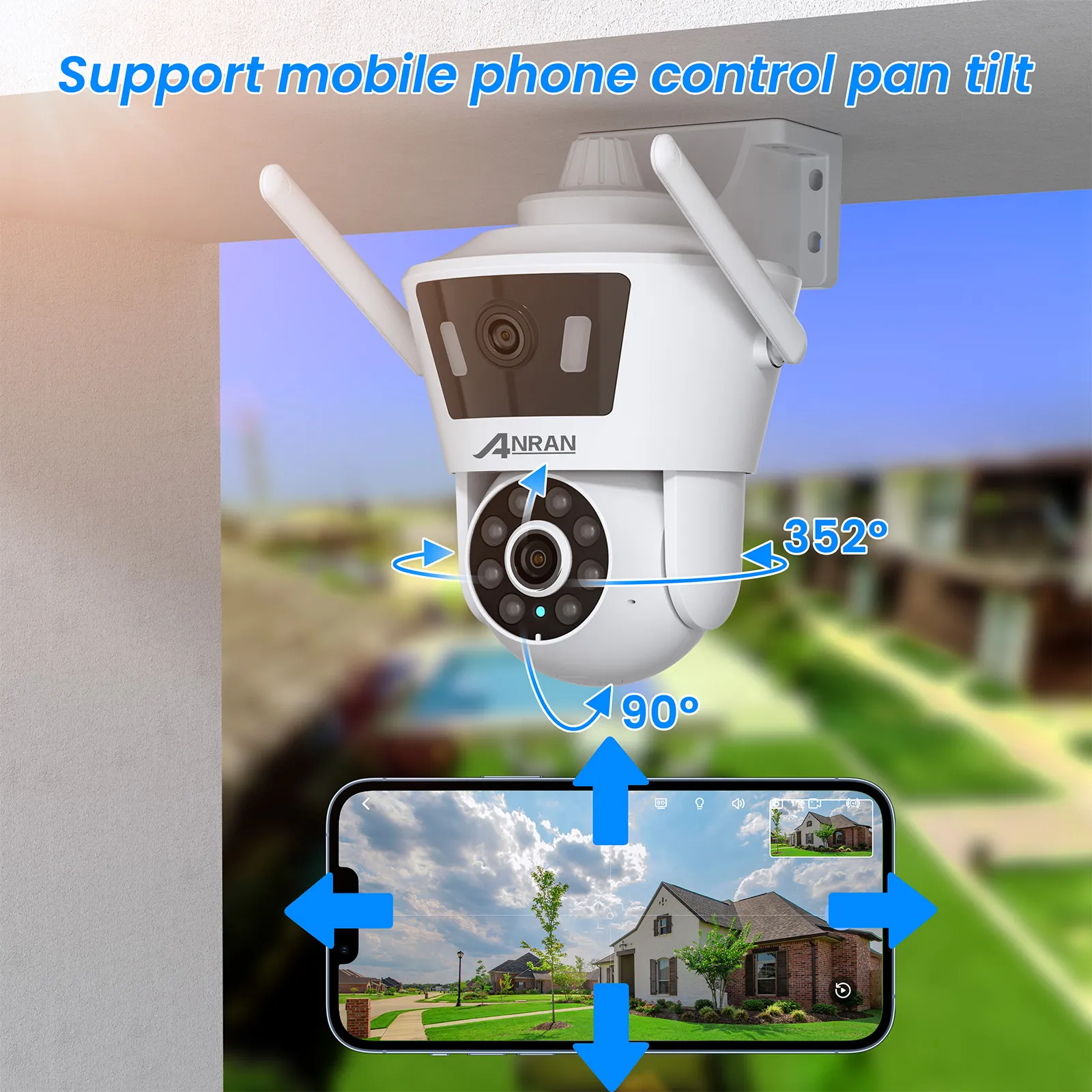 ANRAN P7 4MP Surveillance Camera Dual Lens Dual Live View Outdoor Camera