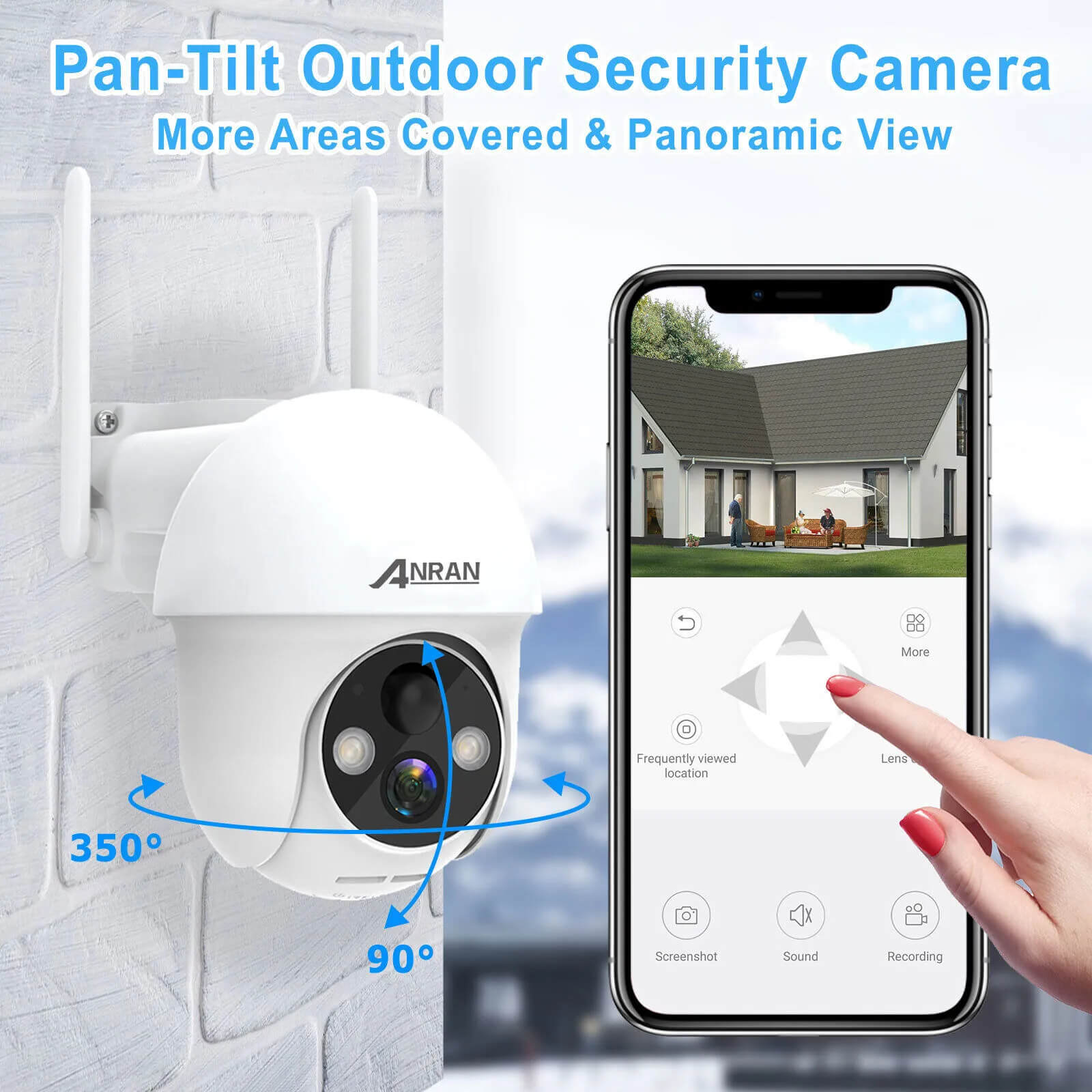 ANRAN 2K 4MP Solar Battery Wireless Security Camera System PTZ 360° Outdoor WIFI Audio Camera