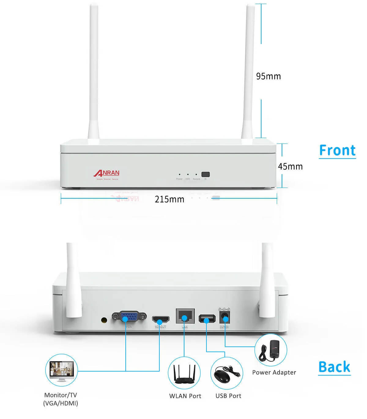 ANRAN 2K Pro 4MP Solar Battery Cameras System 1TB HDD